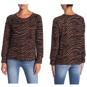 Sanctuary Women Sweater Size Large Zebra Print Crew Neck Knit Knit New